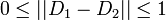  0 \leq ||D_1 - D_2|| \leq 1