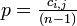 \textstyle p = \frac{c_{i,j}}{(n-1)}