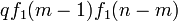  q f_1(m-1) f_1(n-m)\,