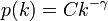 p(k)=Ck^{-\gamma}