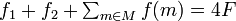  f_1 + f_2 + \textstyle\sum_{m \in M} f(m) = 4 F