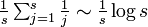 \textstyle \frac{1}{s}\sum^{s}_{j=1}\frac{1}{j} \sim \frac{1}{s}\log s