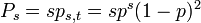 \textstyle P_s = s p_{s,t} = s p^s (1-p)^2