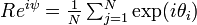 
\textstyle
R e^{i\psi} = \frac{1}{N}\sum^N_{j=1} \exp( i\theta_i )
