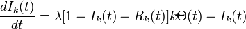 
\frac{d I_k(t)}{dt} = \lambda [1-I_k(t) - R_k(t)] k\Theta(t) - I_k(t)
