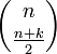 \binom{n}{\frac{n+k}{2}}